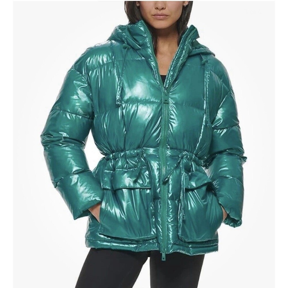Levi's Women's Quilted Megan Polished Emerald Hooded Puffer Jacket L MSRP $200+